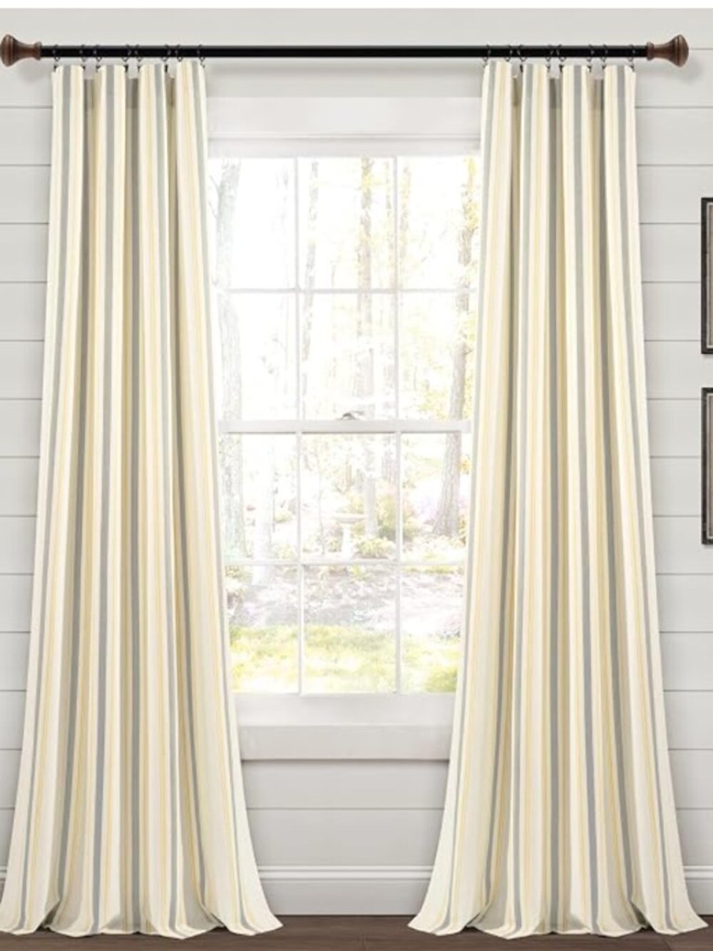 Lush Decor Farmhouse Stripe Yarn Dyed Curtain Pair NEW 42 x 95 in